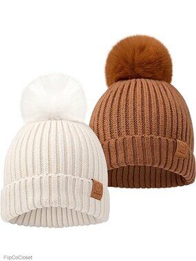 2-Pack Baby Beanies Stretchy Winter Hats for Girls & Boys